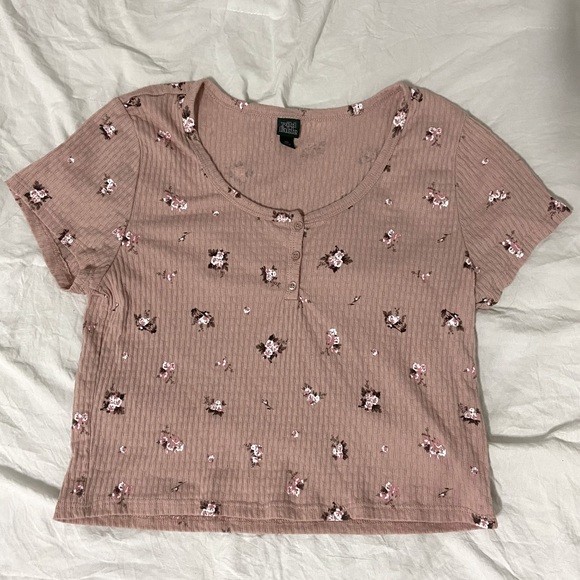 Wild Fable Rose Patterned Button Up Crop || Size XXL - Picture 1 of 3